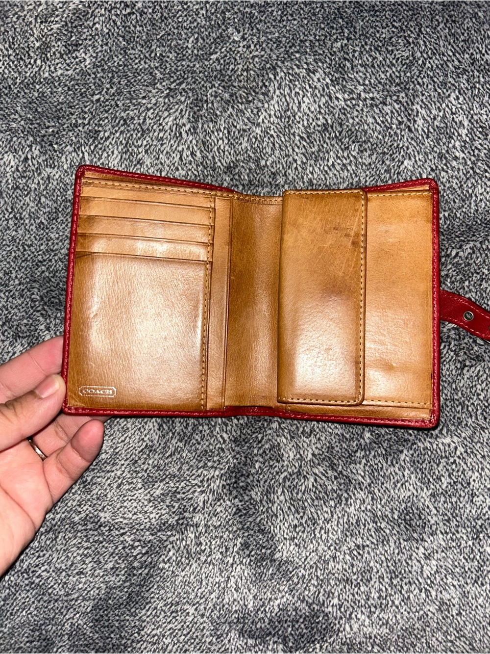 Vintage Coach Zoe Legacy Buckle Leather Red/Silver Bi-fold Wallet